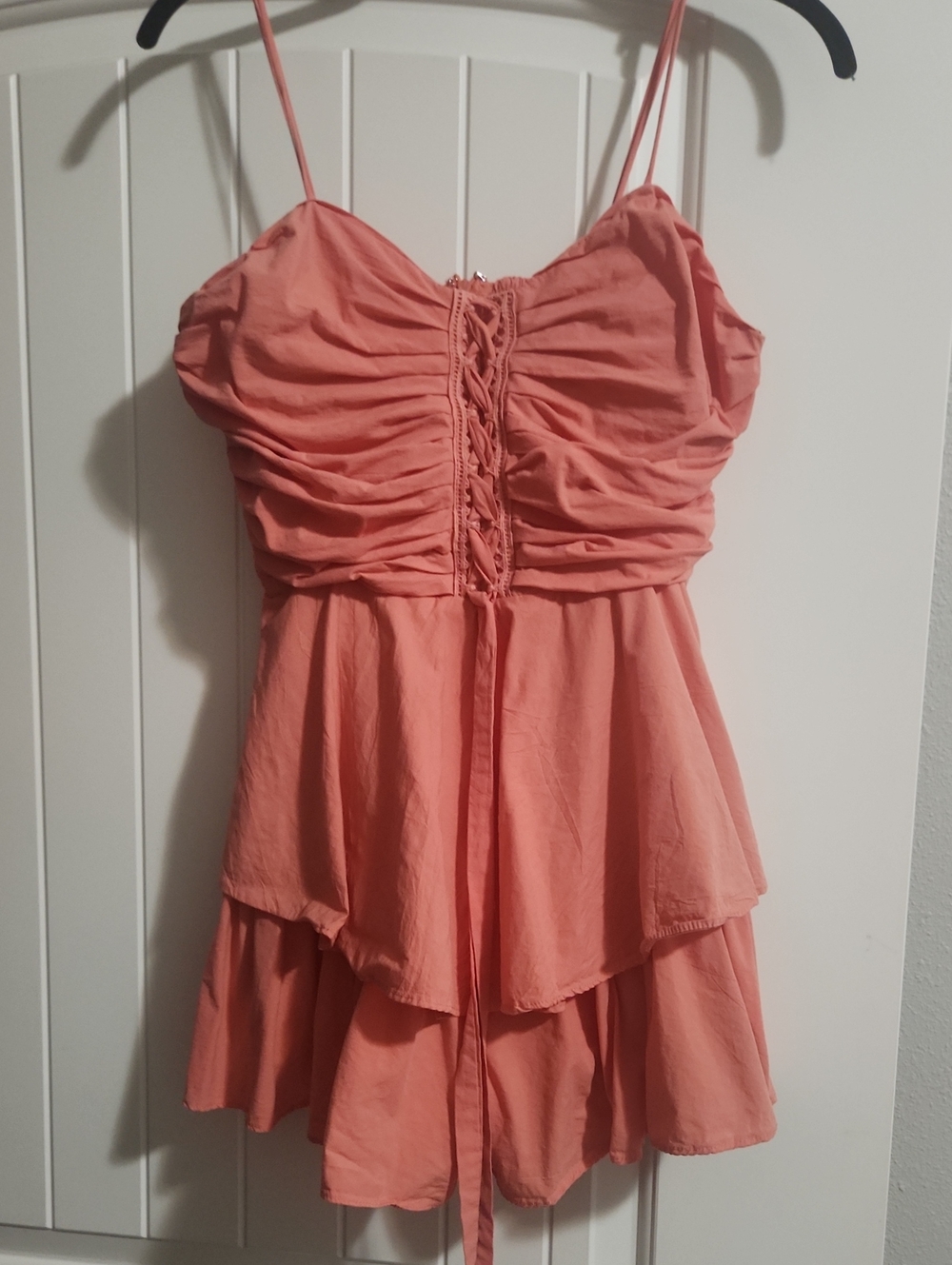 Mustard Seed Coral Ruched Tie-Front Slip Skort